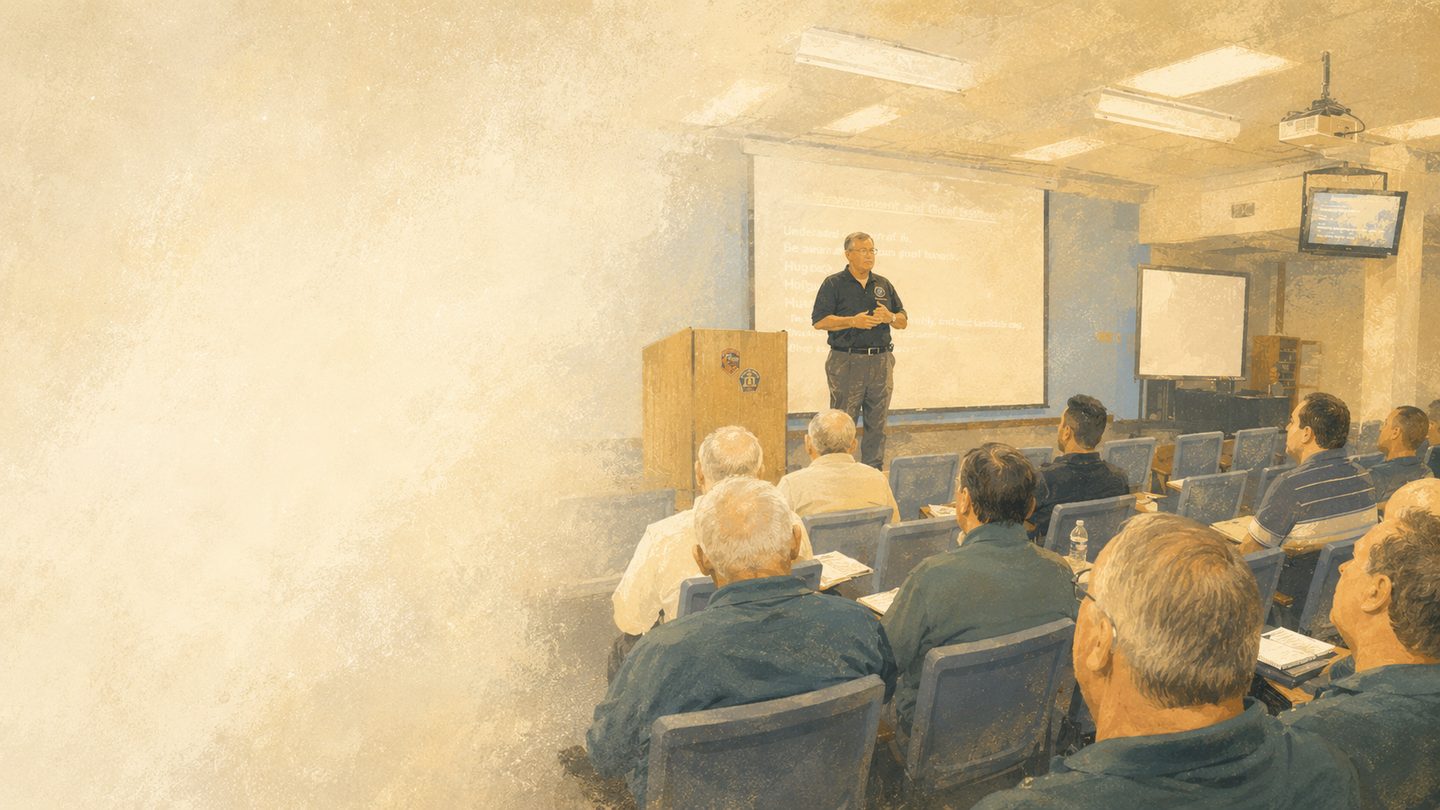 Sgt. John Cooley speaking at a law enforcement seminar