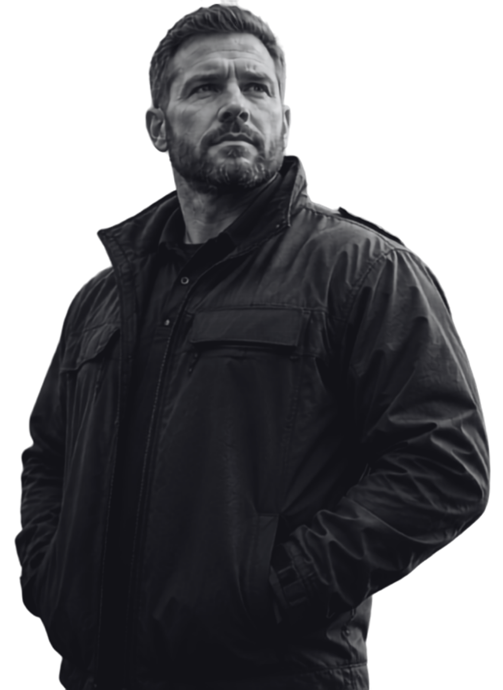 A police chaplain standing with quiet resolve