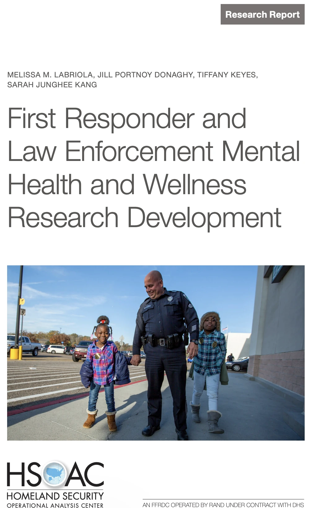 Cover of the RAND report First Responder and Law Enforcement Mental Health and Wellness Research Development