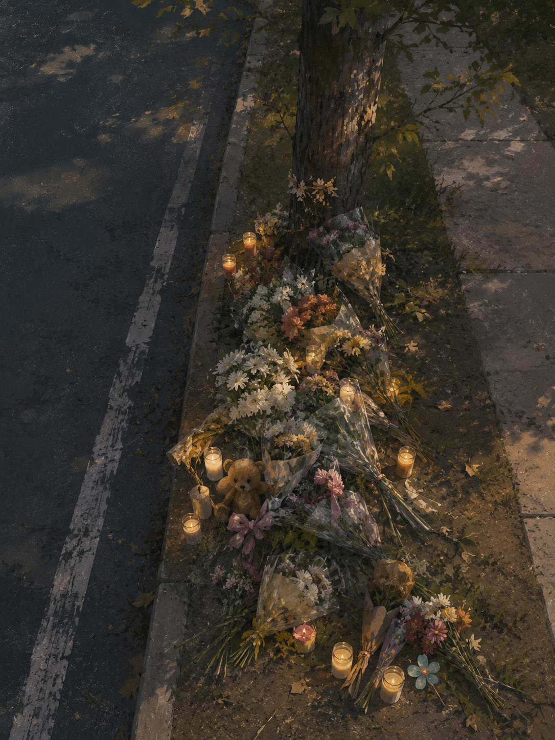 Roadside memorial illustration