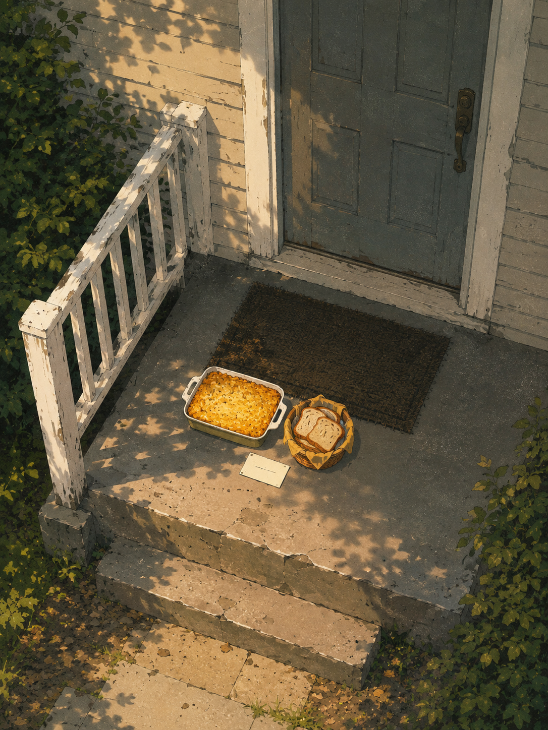 Meal on a doorstep illustration