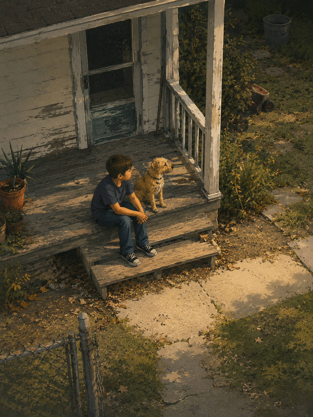 Boy with dog illustration