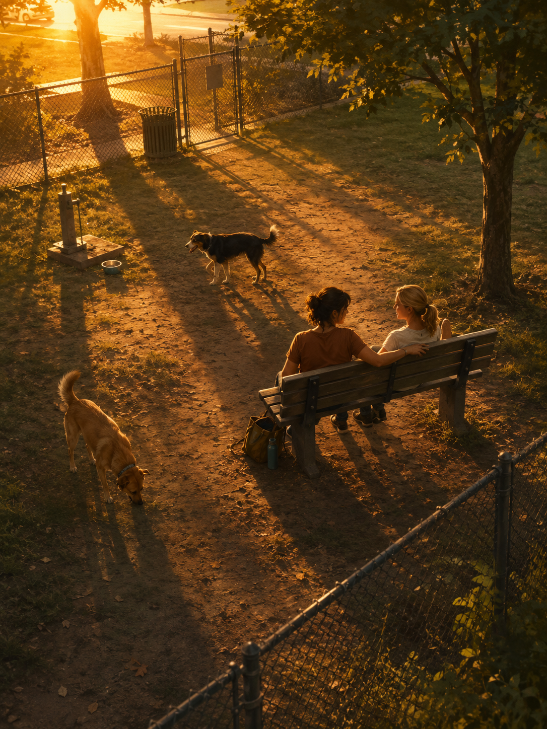 Women in a dog park illustration