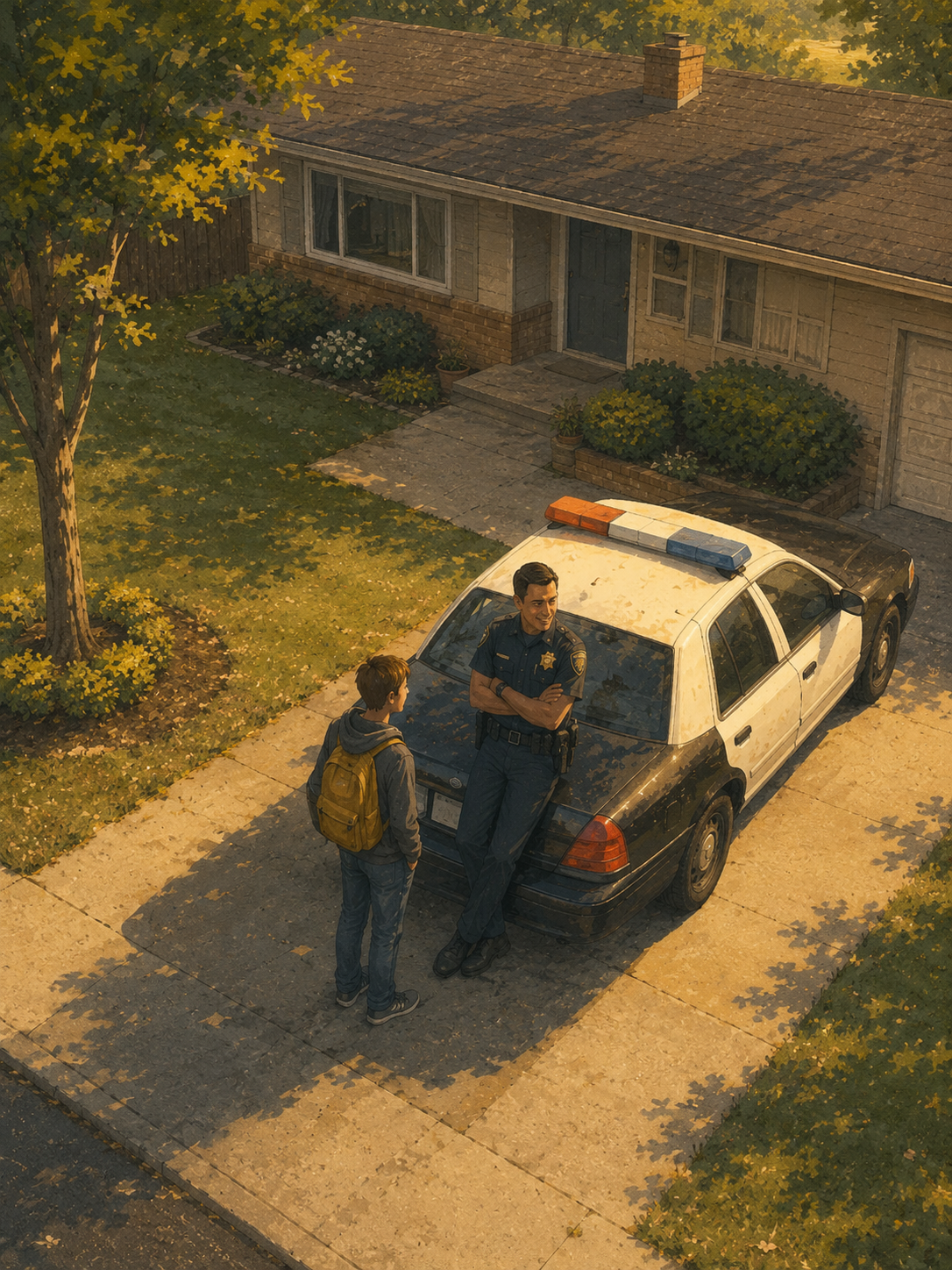 Officer with teenager illustration