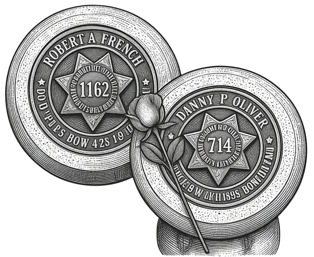 Memorial illustration honoring Deputies Robert A. French and Danny P. Oliver